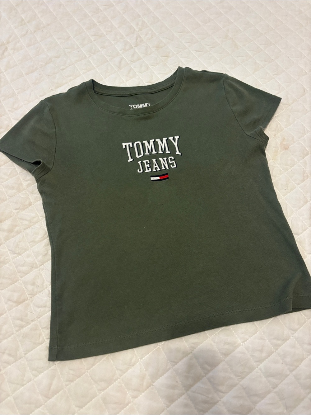 Tommy Hilfiger Olive Green Logo Short Sleeve Tee